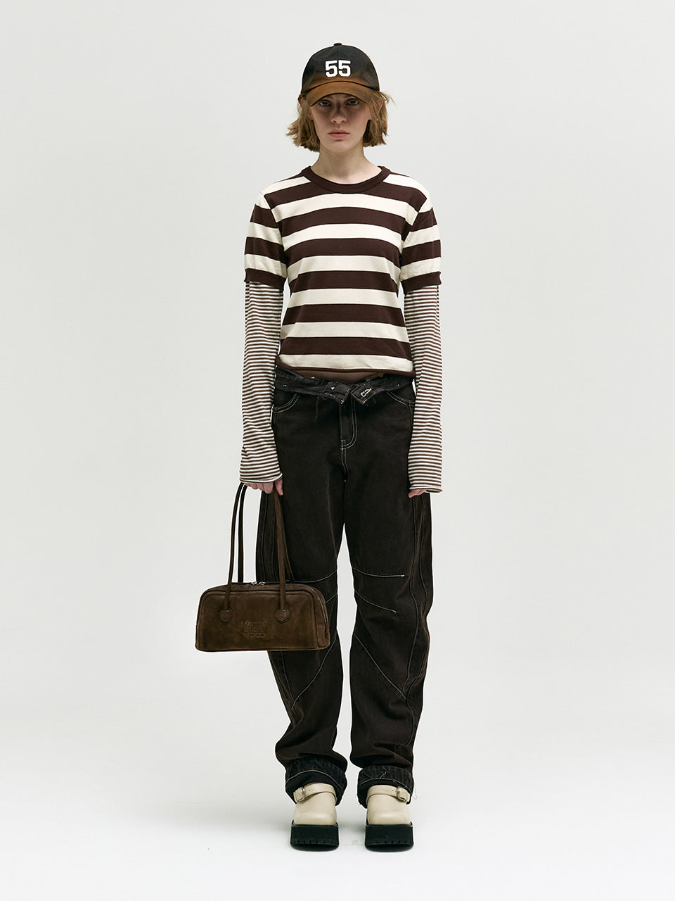 MARGESHERWOOD Soft Boston Ew Baguette Bag - Hush Nubuck