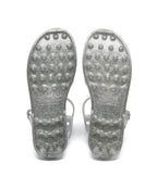 Rockfish Weatherwear GLAIR STRAPPY SANDALS(GLITTER) Glitter Silver styled on foot