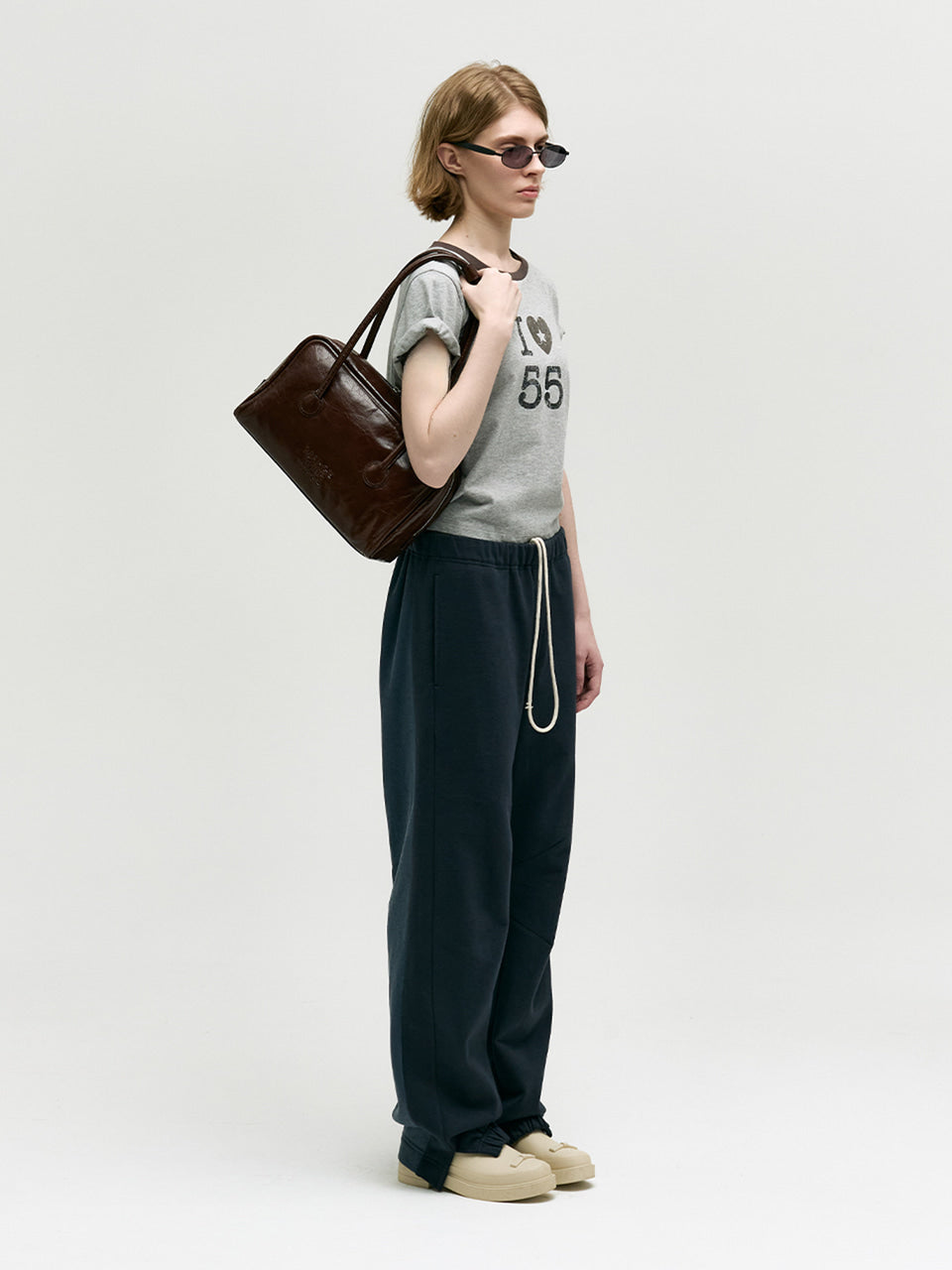 MARGESHERWOOD Soft Boston Bag - Mocha Crinkle