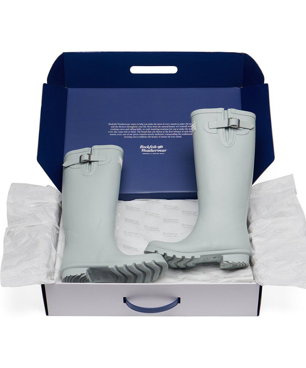 Rockfish Weatherwear ORIGINAL RAIN BOOTS LONG Mint Grey in box