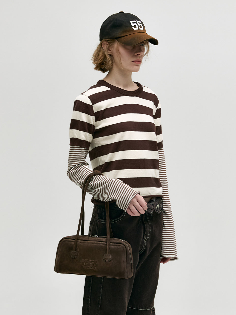 MARGESHERWOOD Soft Boston Ew Baguette Bag - Hush Nubuck