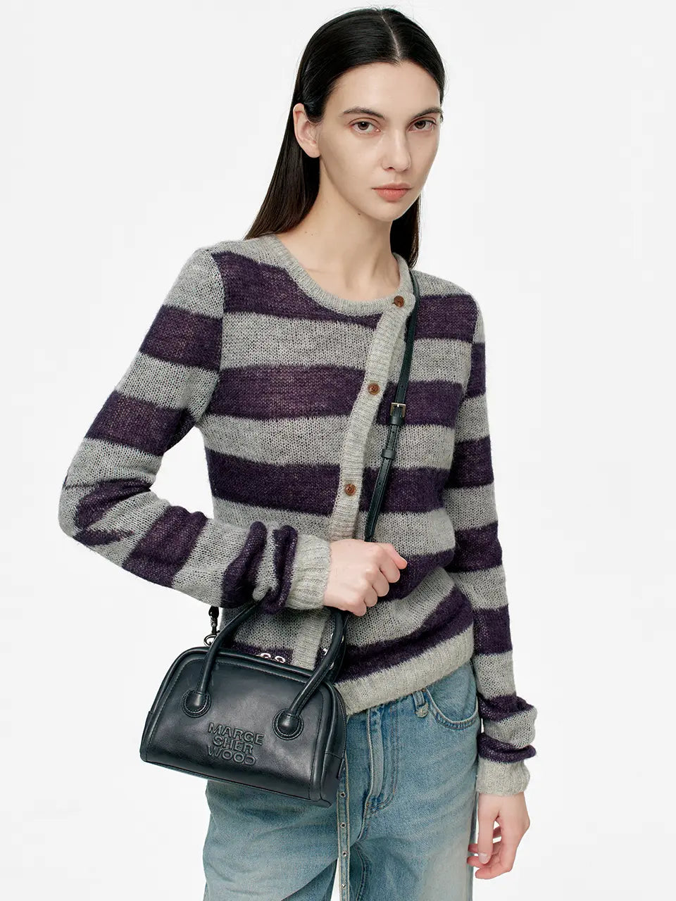 MARGESHERWOOD Soft Tote Mini Bag in Navy Pull-up leather