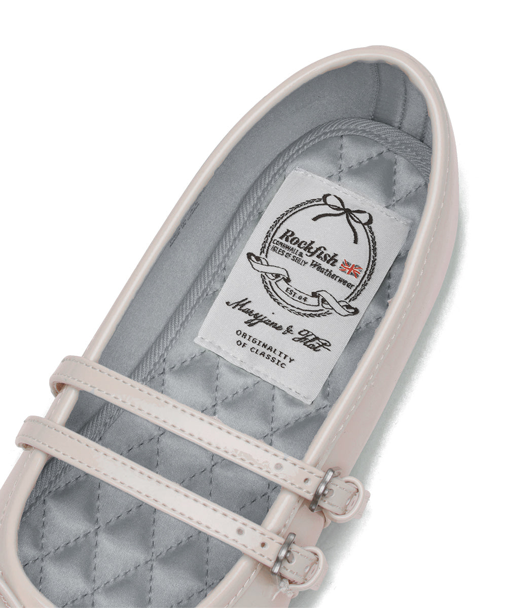 Rockfish Weatherwear Square Toe Two Strap Maryjanes Pink quilted insole detail