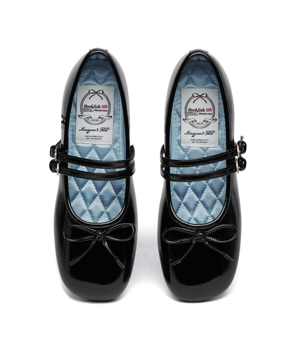 Rockfish Weatherwear Square Toe Two Strap Maryjanes 4cm Black view 8