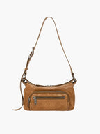 Marge Sherwood Outpocket Hobo Mini in soft camel pull-up crinkle, view 5