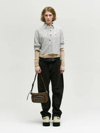 Marge Sherwood Outpocket Hobo Mini in washed brown pull-up, view 8