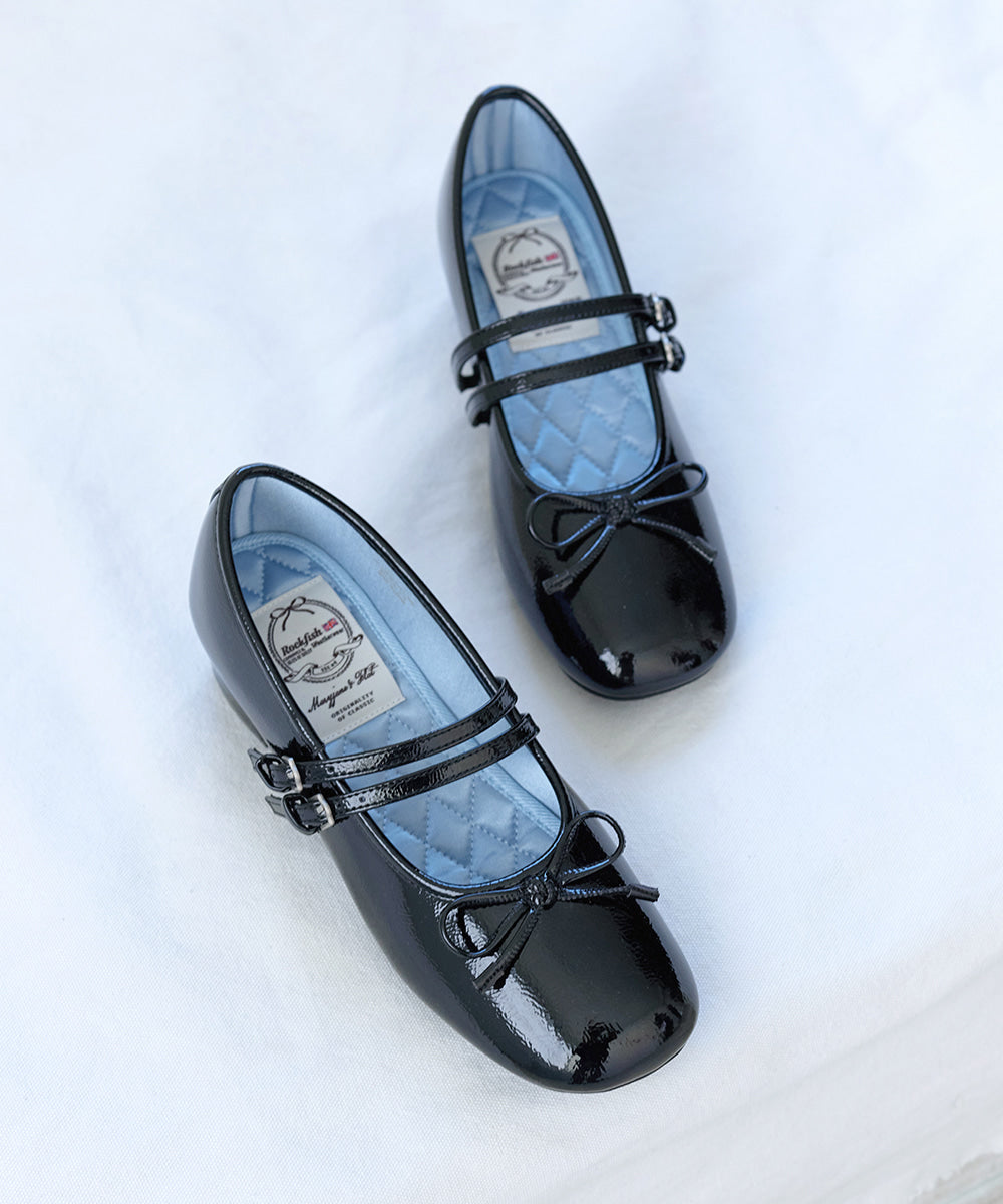 Rockfish Weatherwear Square Toe Two Strap Maryjanes 4cm Black view 6