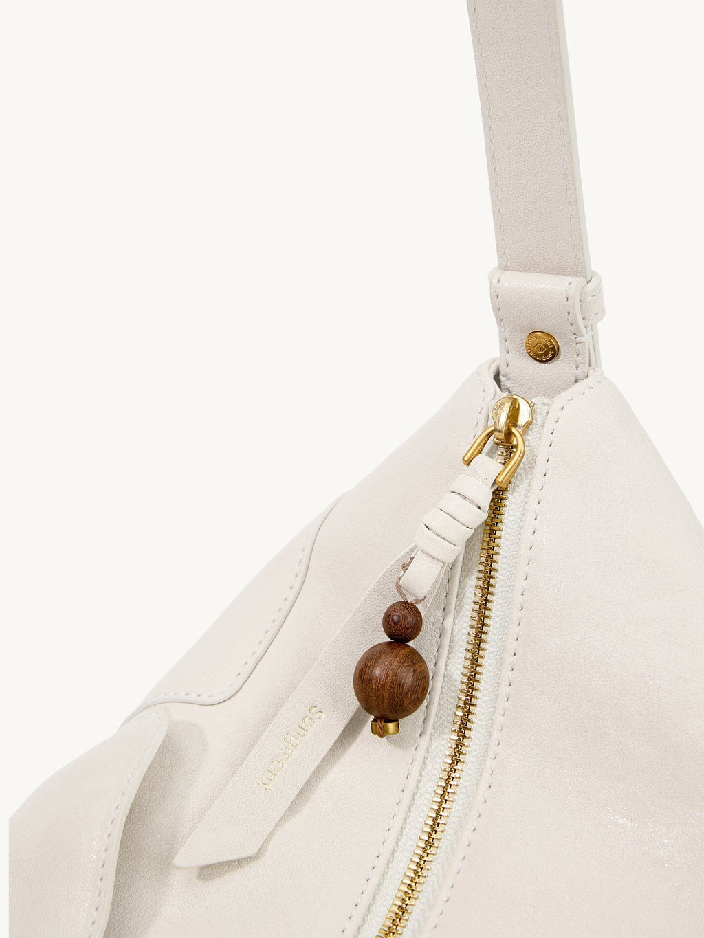 Songmont H Yore Bag Cloud - gold zip with wooden bead charm
