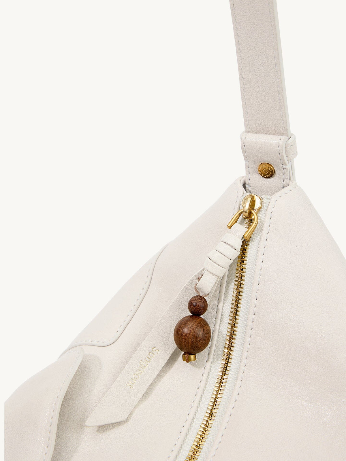 Songmont H Yore Bag Cloud - gold zip with wooden bead charm