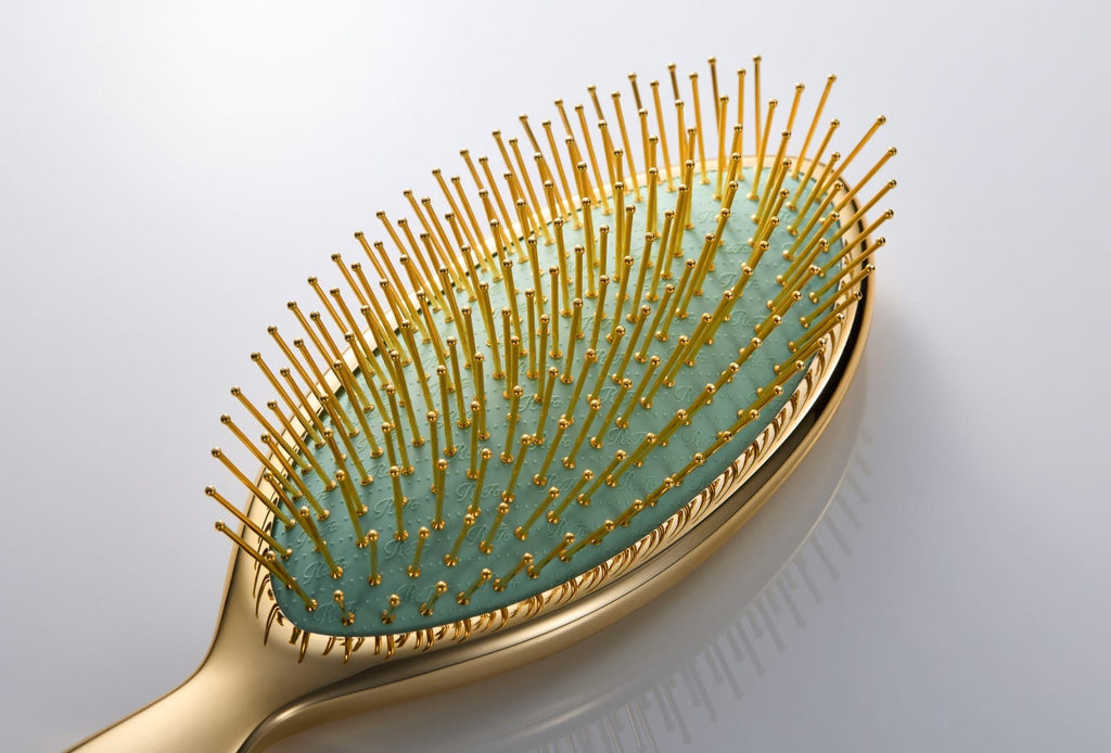 ReFa AURA gold-coated pin close-up