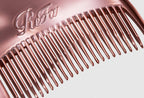 ReFa HEART NEW LOOK Rose Gold comb teeth and logo closeup