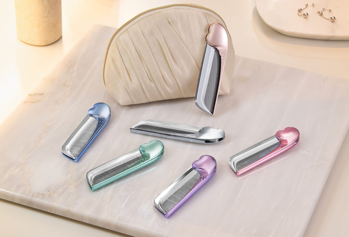 ReFa AIRA MIRROR COMB all colours closed on marble