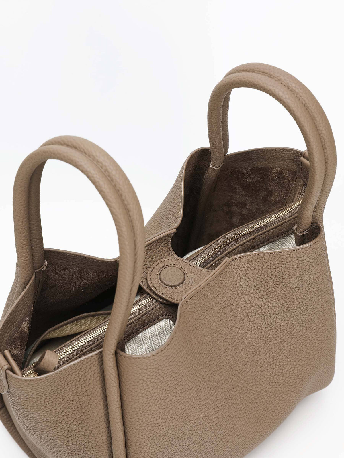 Songmont Large Song Bag Cream Apricot - handle and top detail