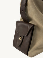 Songmont Large Yore Hobo Bag Dune Suede - dark brown leather flap side pocket