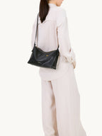 Songmont Large Yore Hobo Bag Onyx - worn on the shoulder, back view