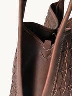 Songmont Lattice Bucket Bag Sandal - handle and interior detail