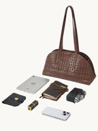 Songmont Lattice Shellseeker Bag Sandal - flat lay with iPad Mini and essentials