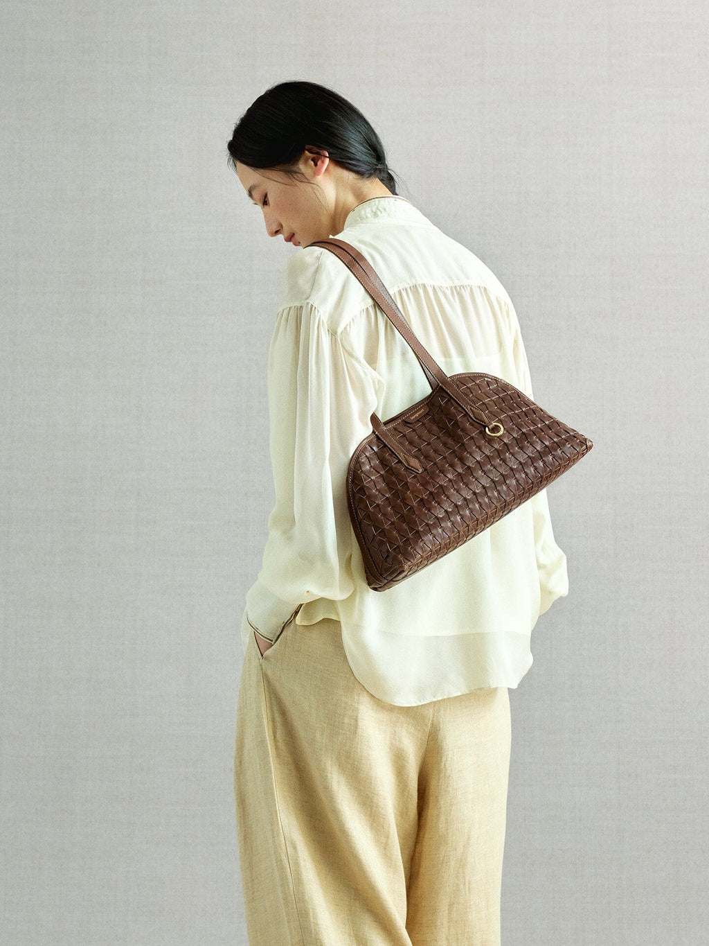 Songmont Lattice Shellseeker Bag Sandal - worn on the shoulder