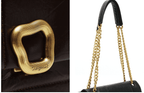 Songmont Medium Chocolate Bag Onyx - close-up of the gold clasp and chain strap