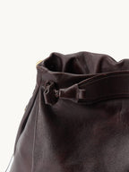 Songmont Medium Gather Bag - Ebony gathered opening and knot detail