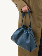 Songmont Medium Gather Bag - Navy gathered top, braided straps