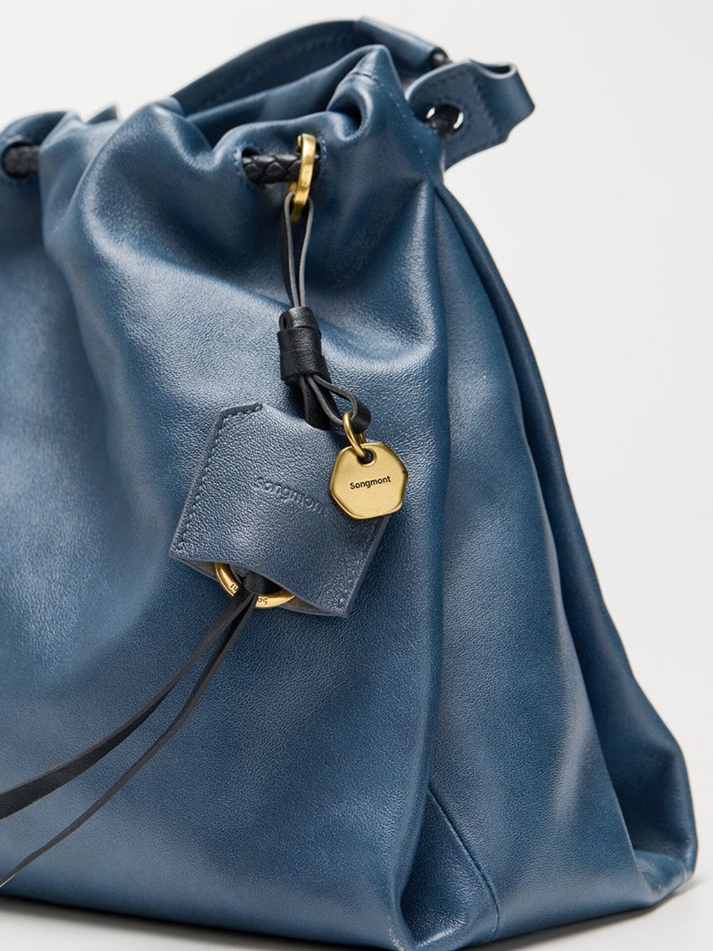 Songmont Medium Gather Bag - Navy with gold hardware and logo charm