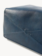 Songmont Medium Gather Bag - Navy leather texture and stitching detail