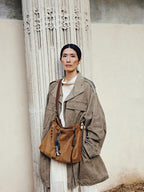 Songmont Medium Gather Bag - Ochre Suede detail view