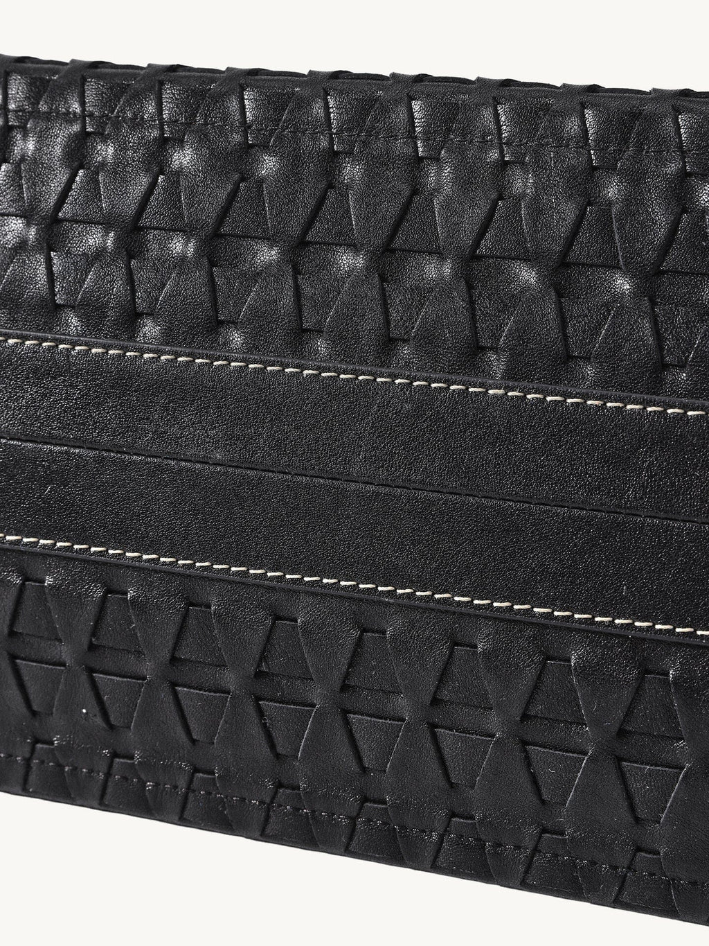 Songmont Medium Lattice Tote Onyx - woven panel detail