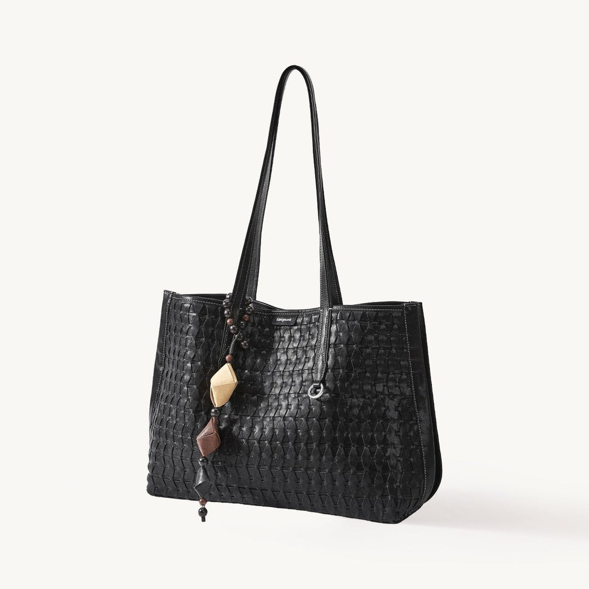 Songmont Medium Lattice Tote Onyx - front view