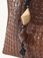 Songmont Medium Lattice Tote Sandal - weave and charm close-up