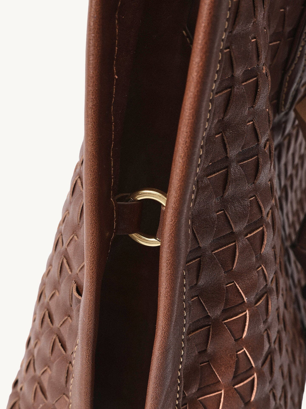 Songmont Medium Lattice Tote Sandal - handle ring detail