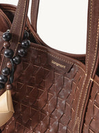 Songmont Medium Lattice Tote Sandal - strap and logo detail