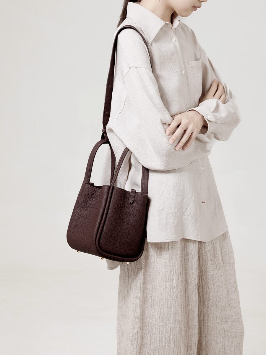Songmont Medium Song Bag Burgundy worn crossbody