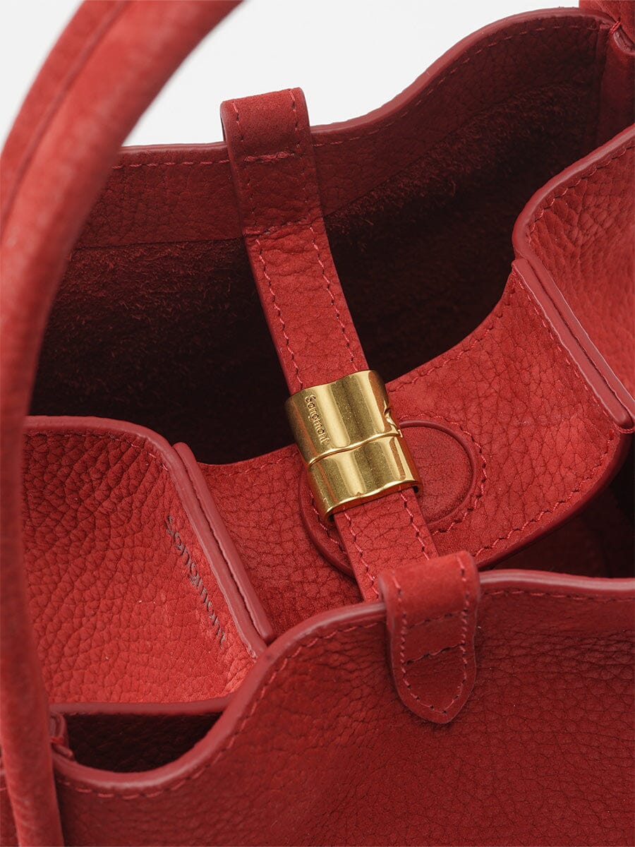 Songmont Medium Song Bag Poppy clasp and interior detail