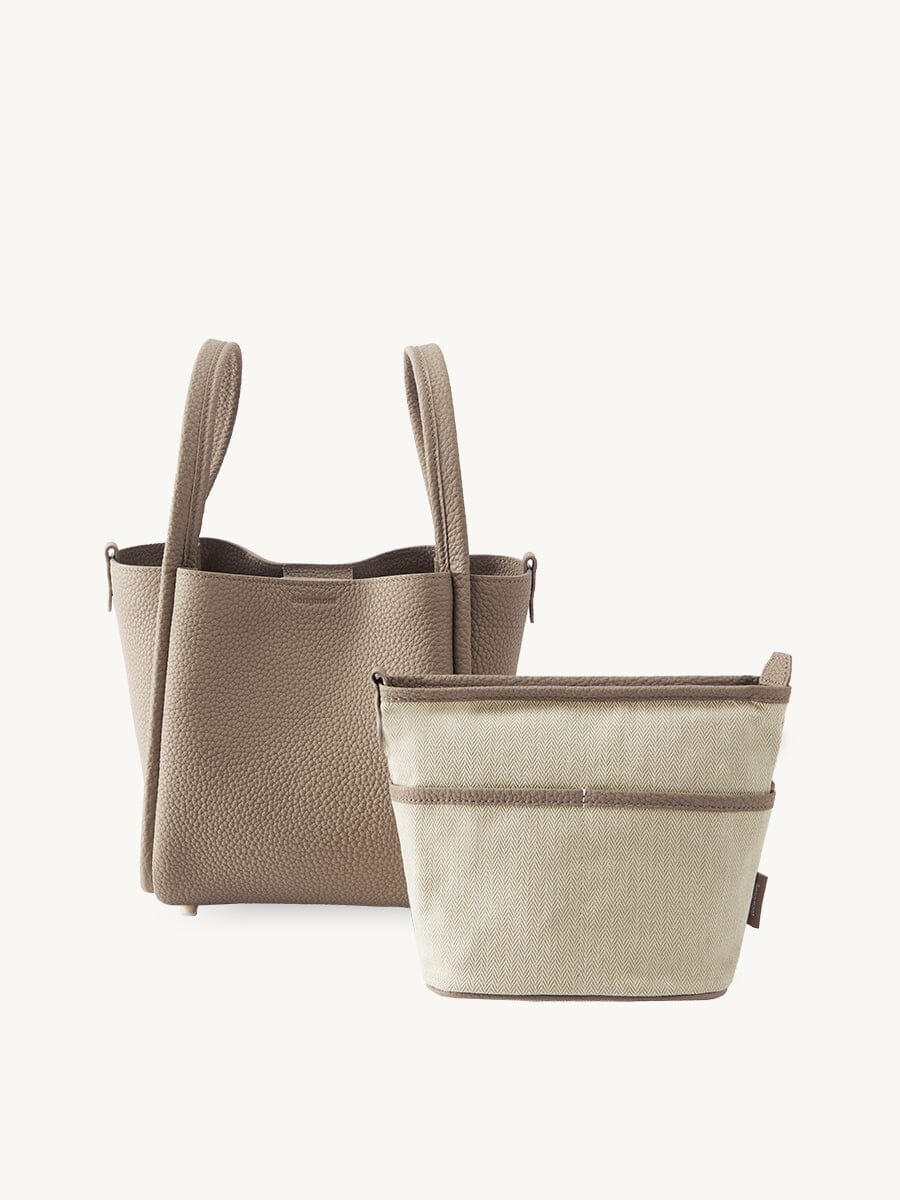 Songmont Medium Song Bag Taupe with removable canvas inner pouch