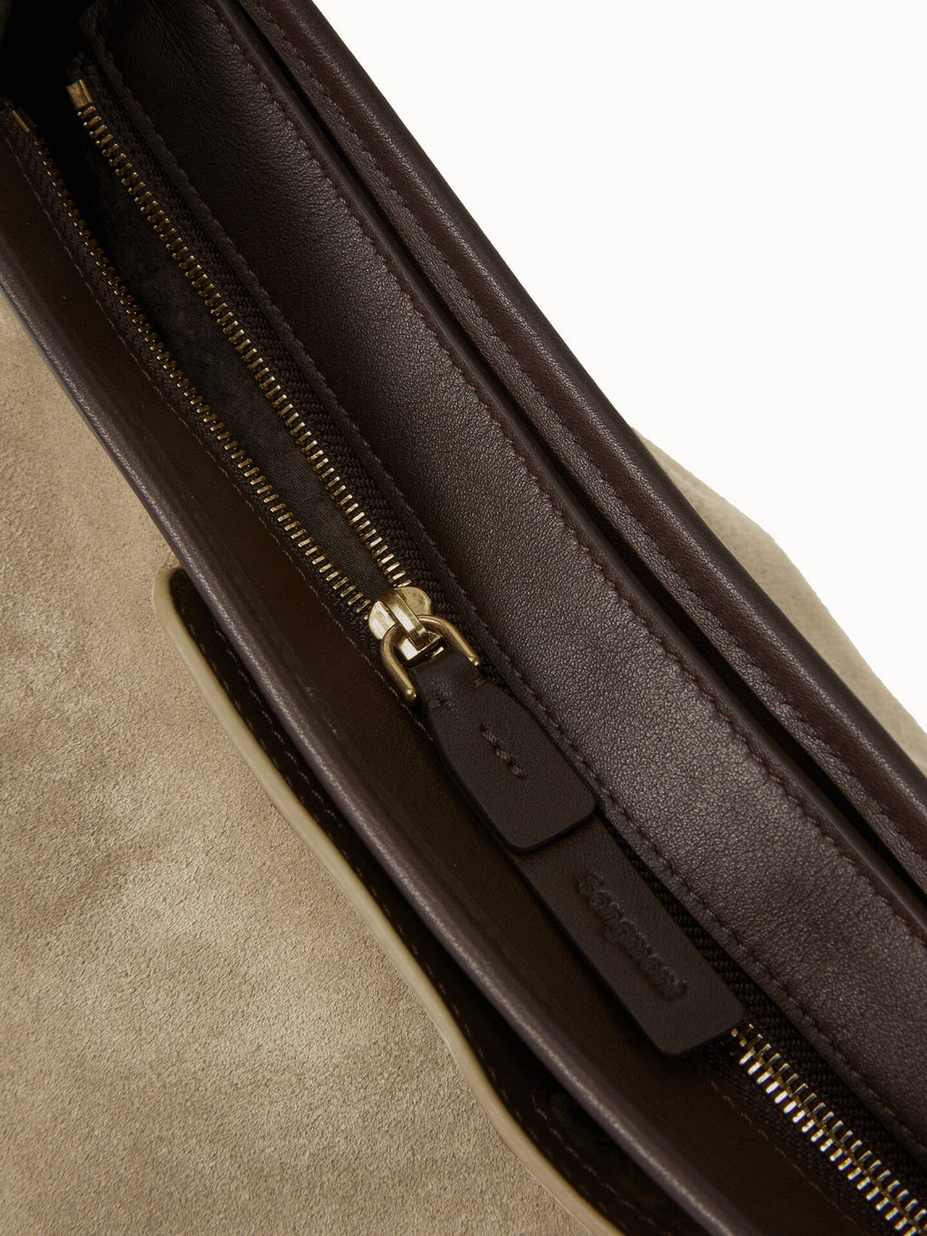 Songmont Medium Yore Hobo Bag Dune Suede hardware detail