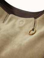 Songmont Medium Yore Hobo Bag Dune Suede detail shot