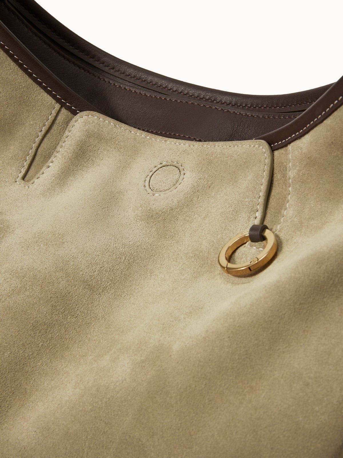 Songmont Medium Yore Hobo Bag Dune Suede detail shot