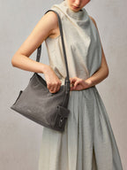 Songmont Medium Yore Hobo Bag Ink Grey detail shot