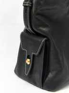Songmont Medium Yore Hobo Bag Onyx front flap pocket detail