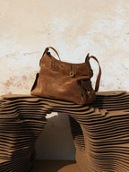 Songmont Medium Yore Hobo Bag Sandal Suede interior compartments