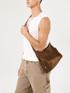 Songmont Medium Yore Hobo Bag Sandal Suede hardware detail