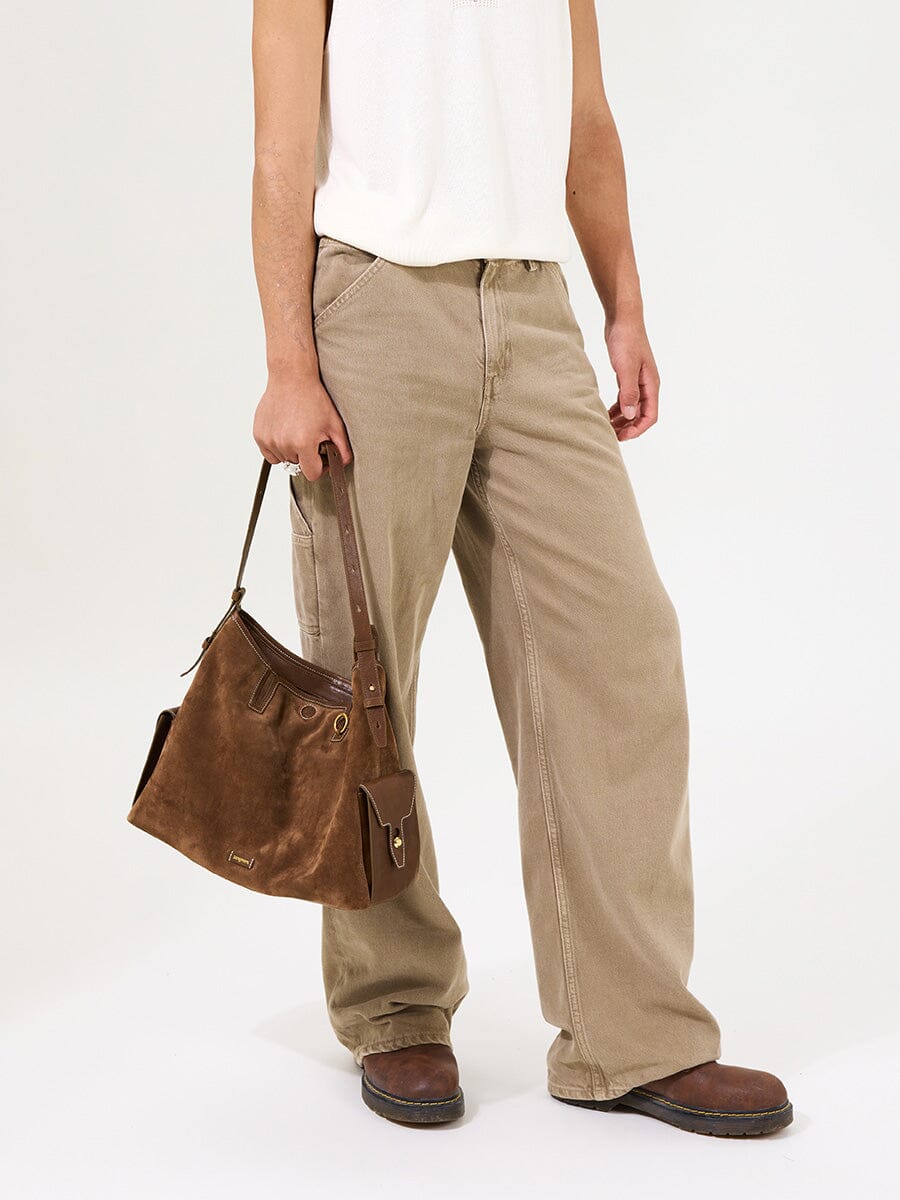 Songmont Medium Yore Hobo Bag Sandal Suede detail shot
