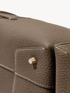 Songmont Mini Drippy Roof Bag Taupe - leather grain and hardware close-up