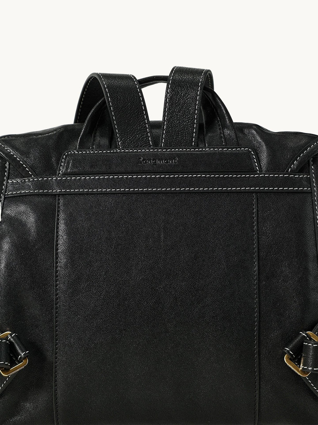 Songmont Mini Shan Backpack Onyx - back panel with strap and top handle