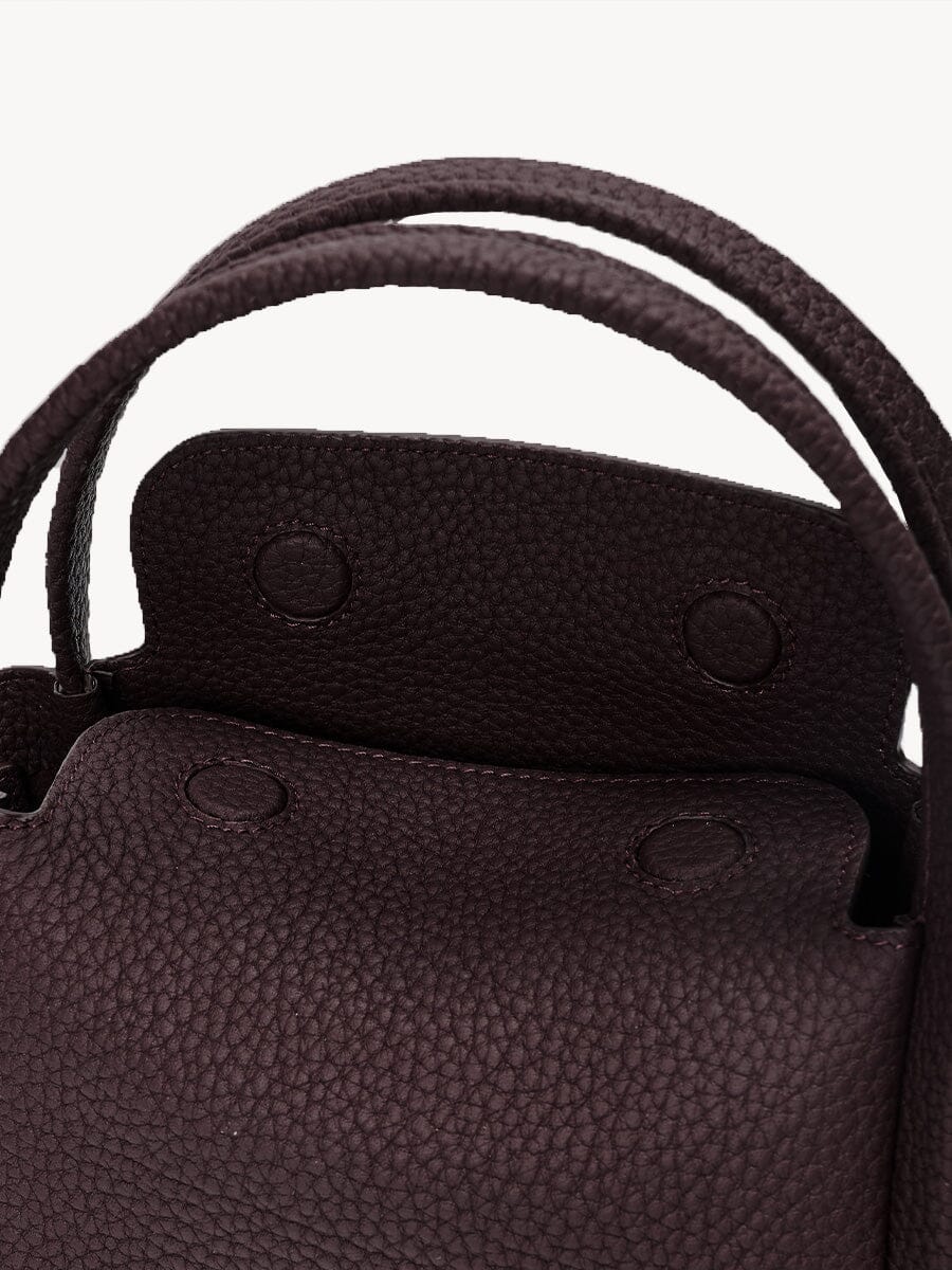 Songmont Mini Song Bag Burgundy - top handle and interior detail