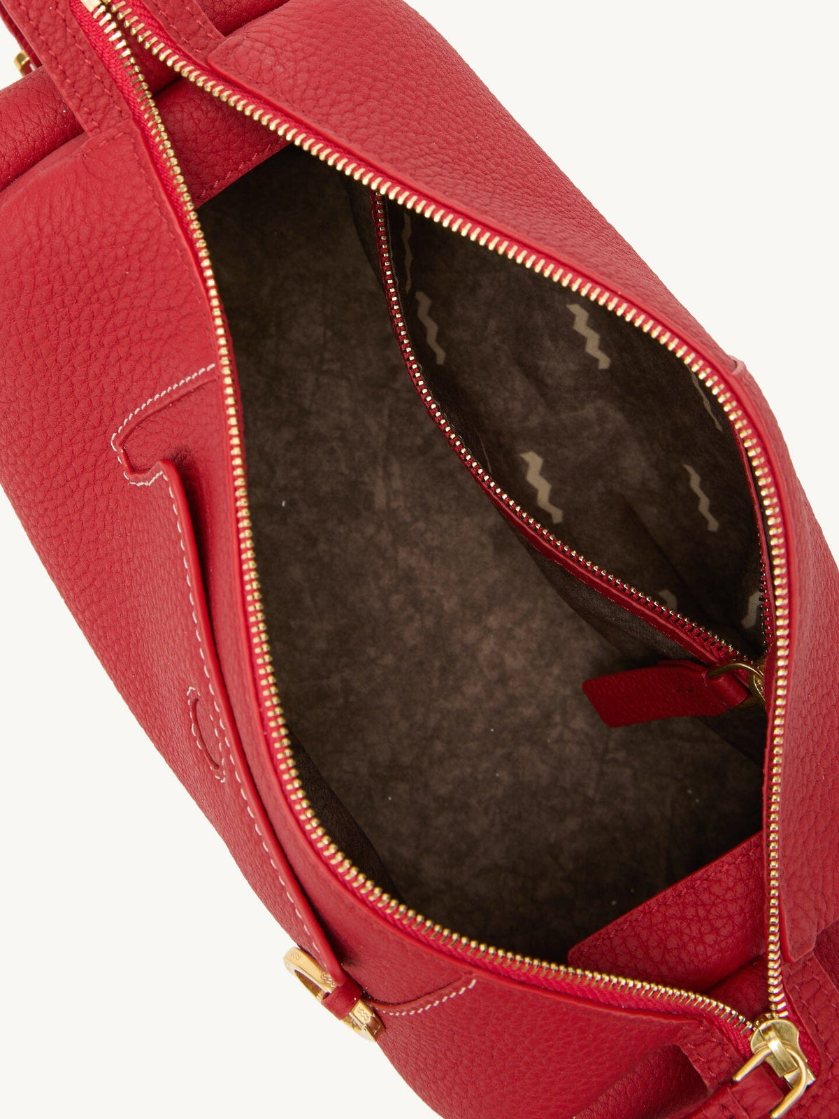 Songmont Mini Yore Camera Bag Lucky Red - open zip showing the fabric lining