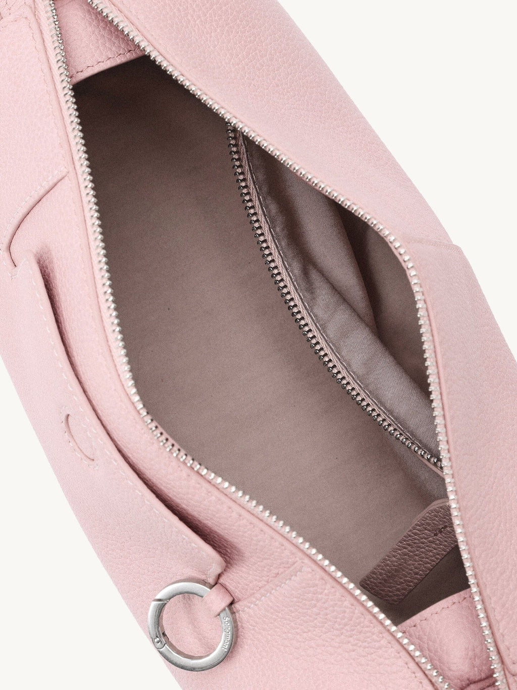 Songmont Mini Yore Camera Bag Peach - open zip showing the fabric lining