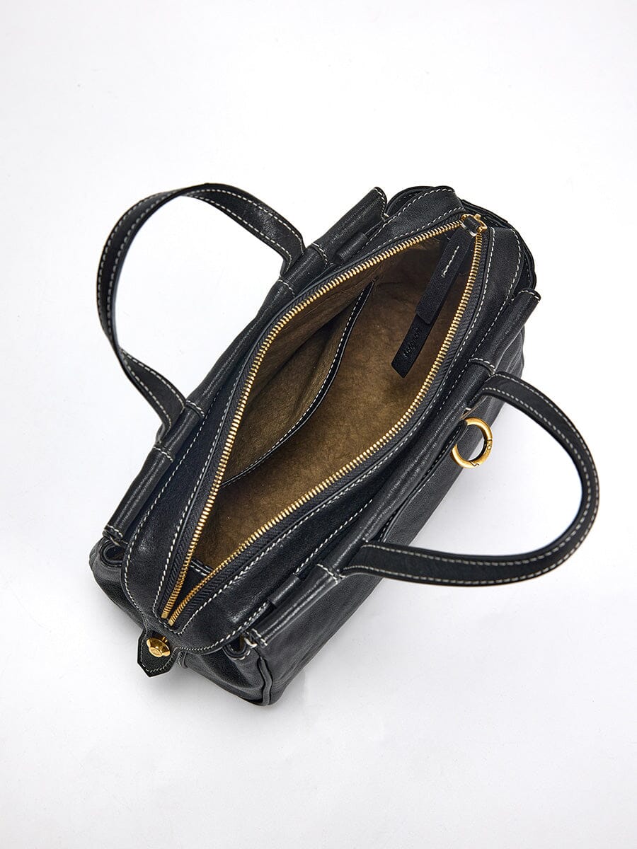 Songmont Mini Yore Duffle Bag Onyx - open top view showing the fabric lining